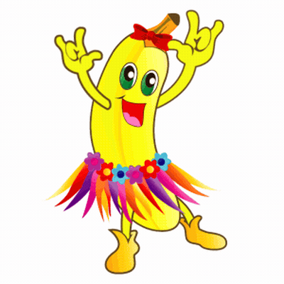 Banana Wearing Hula Skirt And Boots GIF