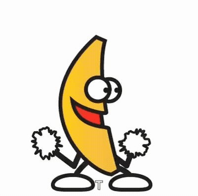 Banana With Arms Holding Cheerleader Pom Poms GIF