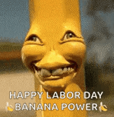 Banana With Face Smiling For Labor Day GIF