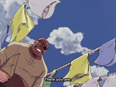 Bandaged Man At Clothesline Says There You Are GIF