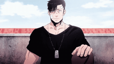 Bandaged Man In Black Shirt With Ao Dog Tag GIF