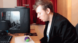 Banging Head Against Wall Guy Frustrated At Work GIF