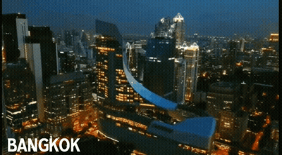 Bangkok Night Aerial View With Large Building GIF