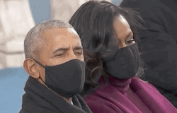 Barack And Michelle Obama Wearing Face Mask GIF