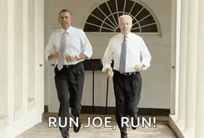 Barack Obama And Joe Biden Running Down Hallway GIF
