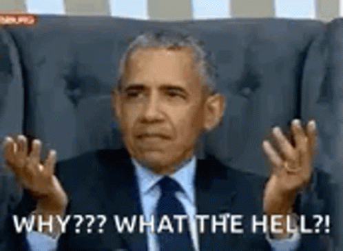 Barack Obama Is Sitting In A Chair Making A Funny Face And Saying Why ? What The Hell ? GIF