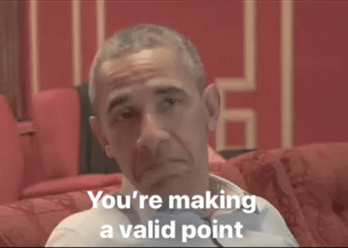 Barack Obama Is Sitting On A Red Couch And Saying You 'Re Making A Valid Point . GIF