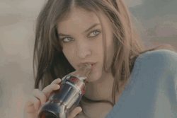 Barbara Palvin Drinking Coca Cola GIF