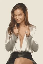 Barbara Palvin Pointing On Camera GIF