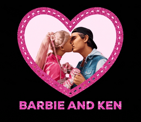 Barbie And Ken Kissing Heart Design GIF