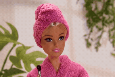 Barbie Doll Applying Makeup GIF
