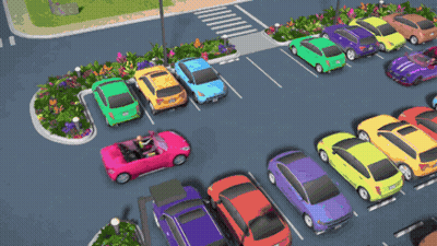 Barbie Doll Driving Pink Car With Palm Tree GIF