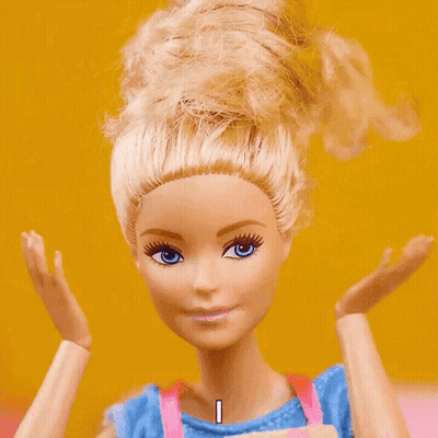 Barbie Doll Face With Letter I GIF