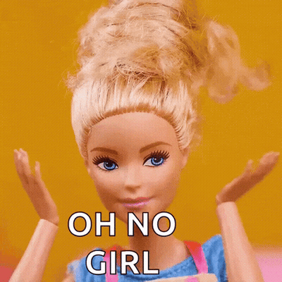 Barbie Doll Holding Hands Up Saying Oh No Girl GIF