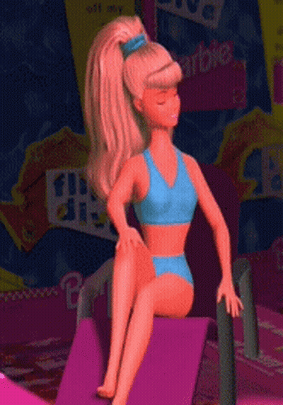 Barbie Doll In Blue Bikini Sitting GIF