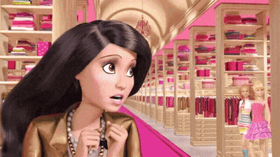 Barbie Doll In Closet With Clothes GIF