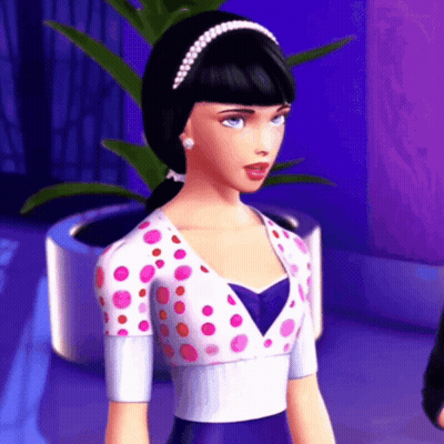 Barbie Doll In Polka Dot Top And Purple Dress GIF