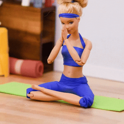 Barbie Doll On Green Yoga Mat GIF