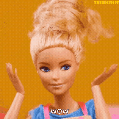 Barbie Doll Surprised With Hands Up GIF