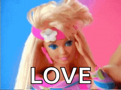 Barbie Doll With Pink Flower Headband GIF