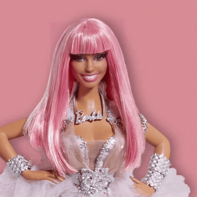 Barbie Doll With Pink Hair And Necklace GIF