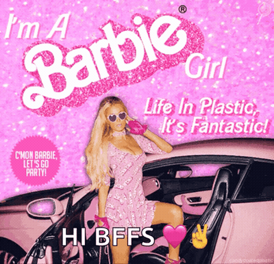 Barbie Girl Sitting In Pink Car GIF