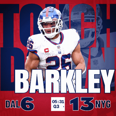 Barkley New York Giants Running With Ball GIF