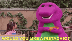 Barney Giving Pistachio GIF