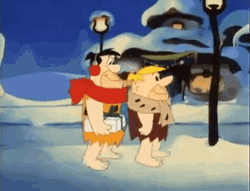 Barney Rubble  Flintstone Car Christmas GIF