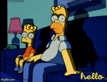 Bart And Homer Simpson On Couch With Hello Sign GIF