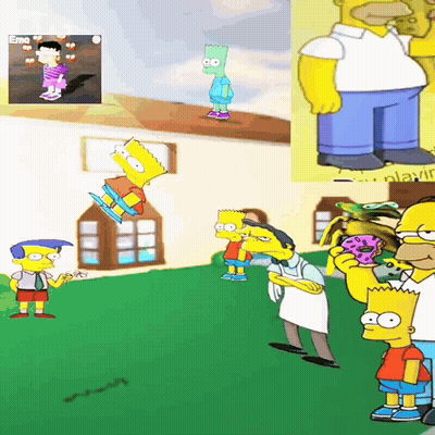 Bart And Homer Simpson Standing In Front Of Building GIF