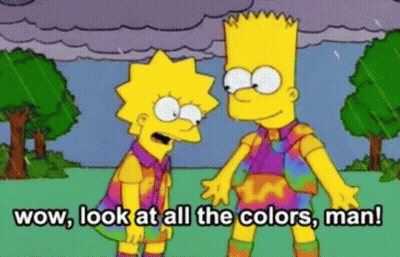 Bart And Lisa Simpson Standing In Rain With Wow Look At All The Colors Man GIF