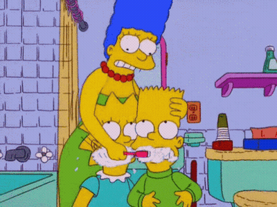 Bart and Marge Simpson Brushing Teeth
