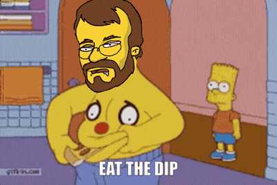 Bart Simpson And Bearded Man Saying Eat The Dip GIF