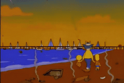 Bart Simpson And His Family Are Walking On The Beach GIF