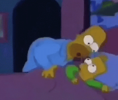 Bart Simpson And Homer Simpson Lying On Bed GIF