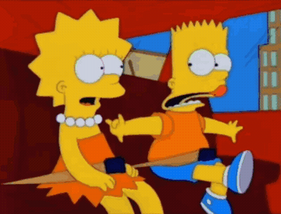 Bart Simpson And Lisa Simpson In Car With Seat Belts GIF