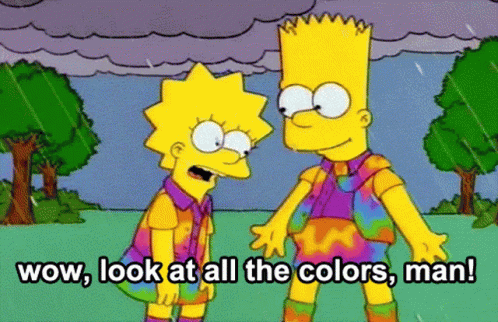 Bart Simpson And Lisa Simpson With Wow Look At All The Colors Man GIF