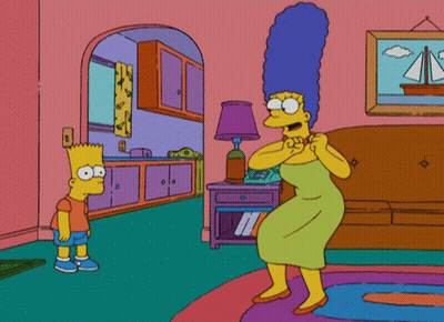 Bart Simpson And Marge Simpson Dancing In Living Room GIF