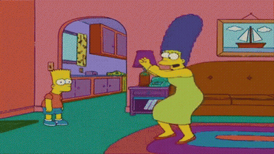 Bart Simpson And Marjorie Simpson Standing In Living Room GIF