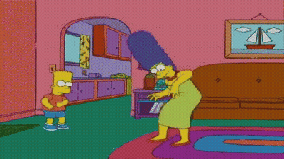 Bart Simpson And Marjorie Simpson Standing In Living Room GIF