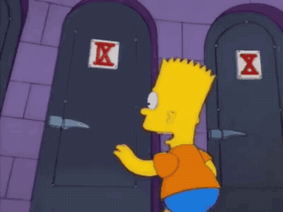 Bart Simpson At Door With X Sign GIF