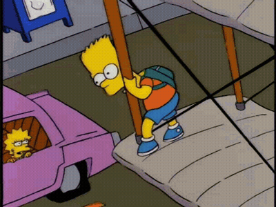 Bart Simpson Climbing Pole Lisa Watches GIF