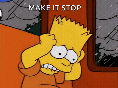 Bart Simpson Covering His Ears With His Hands And The Words Make It Stop Below Him GIF