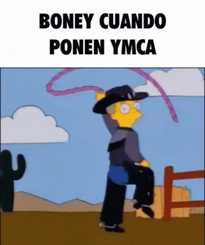 Bart Simpson Cowboy Outfit Boney Cuando Ponen YMCA GIF