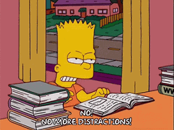 Bart Simpson Distracted While Studying GIF