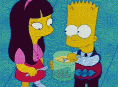 Bart Simpson Feeding Girl Cereal From Jar GIF