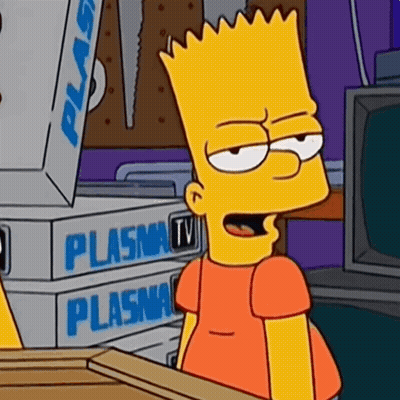Bart Simpson From The Simpsons Is Sitting In Front Of A Stack Of Plasma Tv Boxes GIF