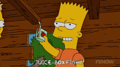 Bart Simpson Holding Apple Juice Saying Juice-Box Fight GIF