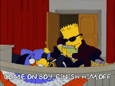 Bart Simpson Holding Book Saying Come On Boy Finish Him Off GIF